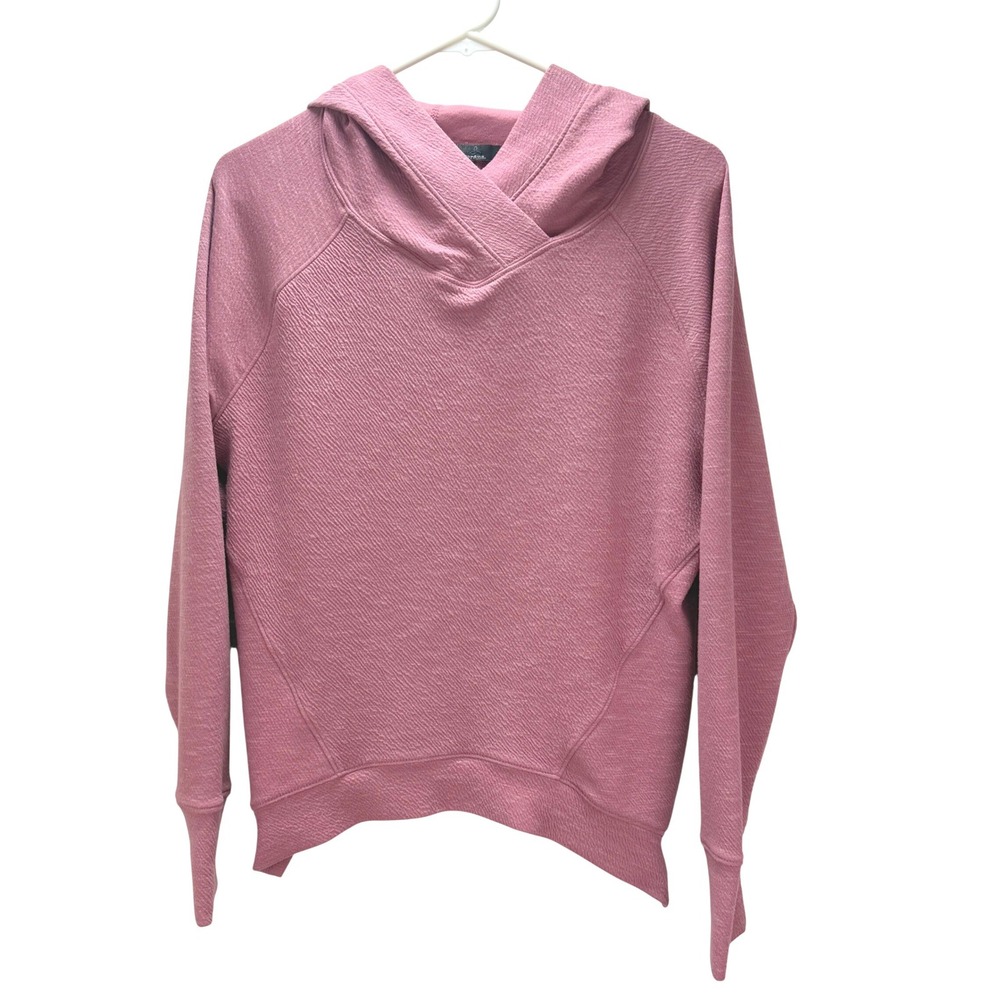 Prana Textured Pink Cowl Neck Hoodie Long Sleeve‎ Athleisure Casual Women Size M